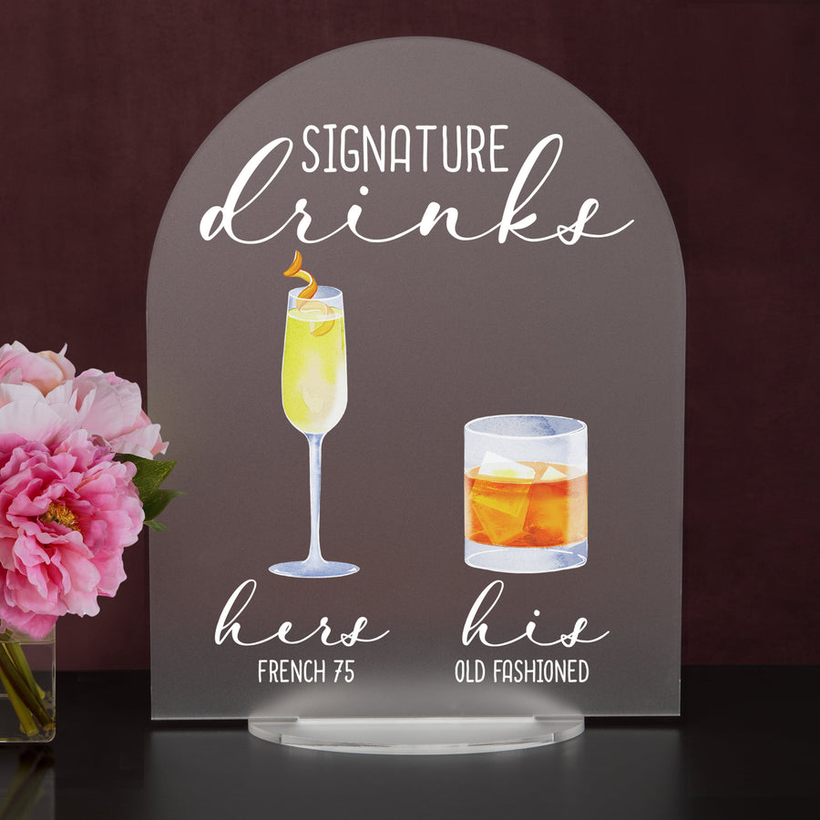 Bar Menu Signature Drinks! -Hers and His - Bar Menu Sign, Bar Sign for wedding and special events.