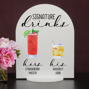 Bar Menu Signature Drinks! -Hers and His - Bar Menu Sign, Bar Sign for wedding and special events.