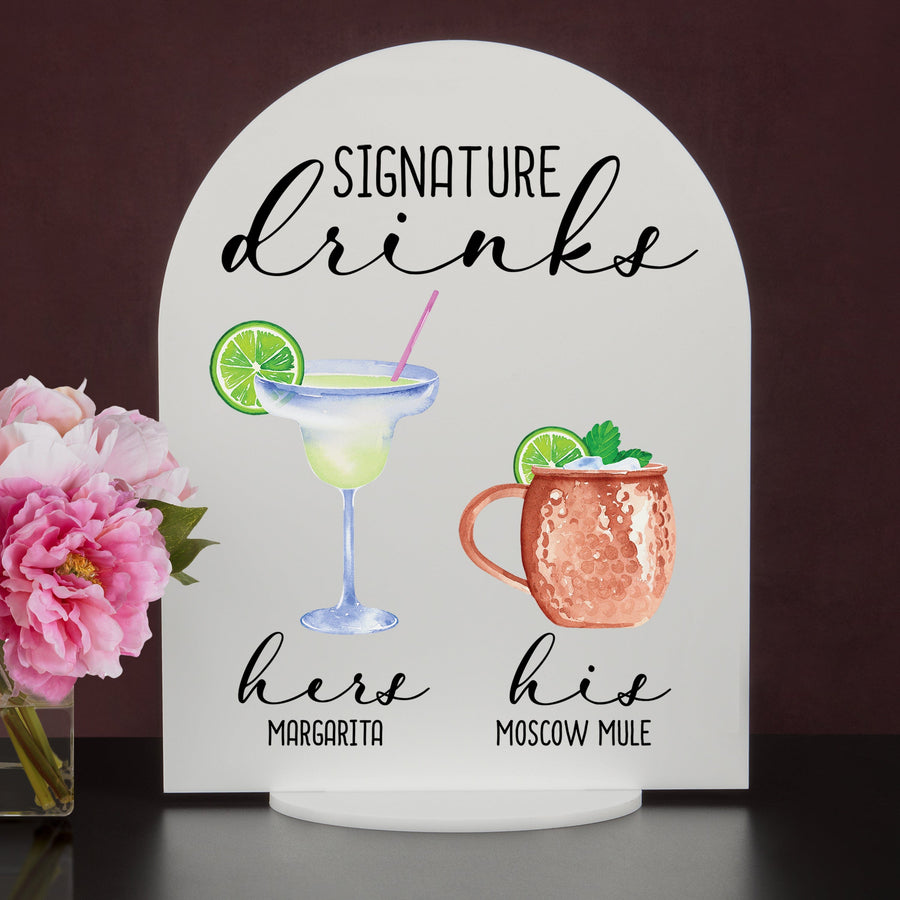 Bar Menu Signature Drinks! -Hers and His - Bar Menu Sign, Bar Sign for wedding and special events.