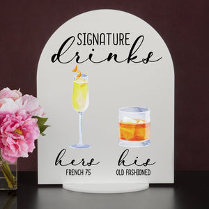 Bar Menu Signature Drinks! -Hers and His - Bar Menu Sign, Bar Sign for wedding and special events.