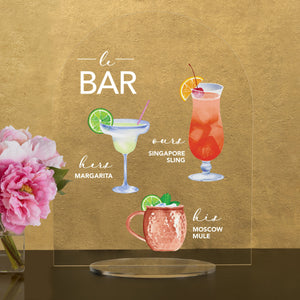 Elation Factory Co Weddings > Decorations > Signs > Wedding and Event Drink Signs Bar Menu Signature Drinks! - Ours, Hers, and His - Bar Menu Sign, Bar Sign for wedding and special events.