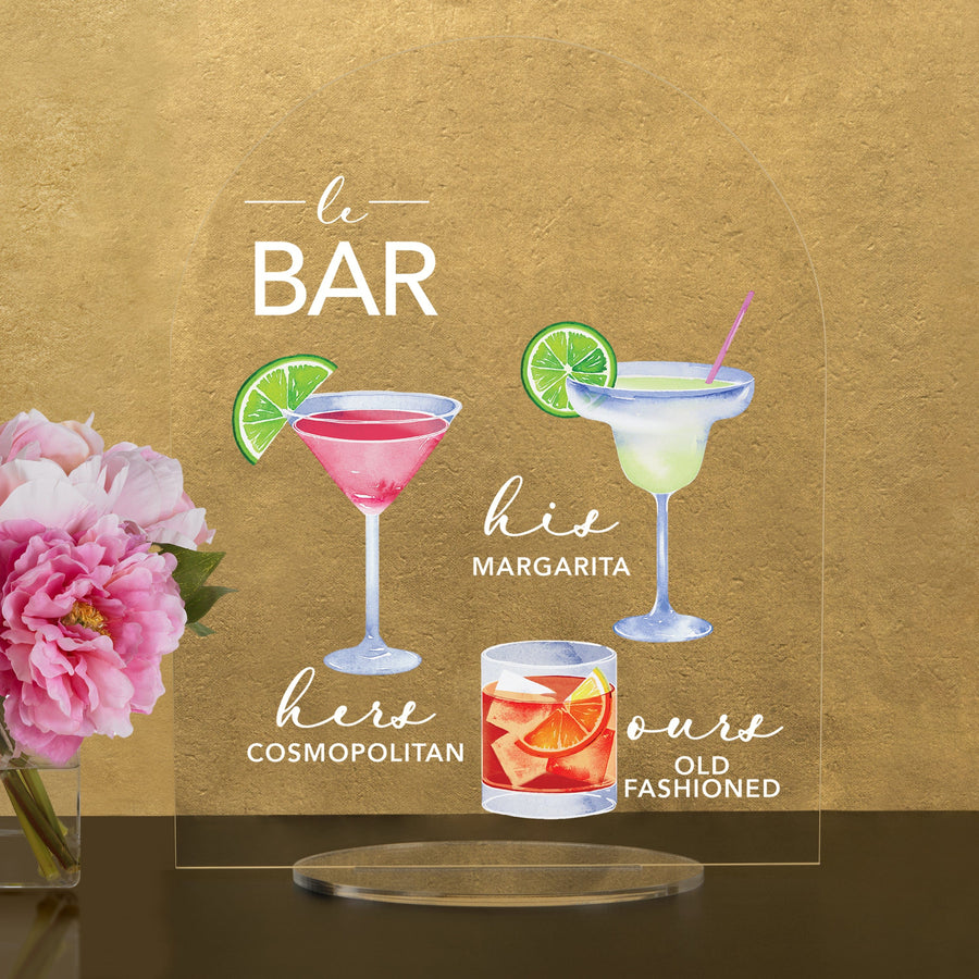 Elation Factory Co Weddings > Decorations > Signs > Wedding and Event Drink Signs Bar Menu Signature Drinks! - Ours, Hers, and His - Bar Menu Sign, Bar Sign for wedding and special events.