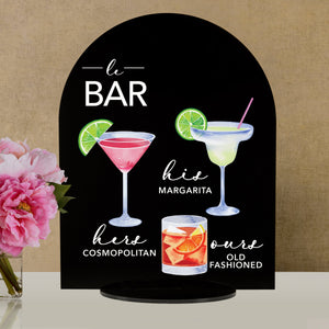 Elation Factory Co Weddings > Decorations > Signs > Wedding and Event Drink Signs Bar Menu Signature Drinks! - Ours, Hers, and His - Bar Menu Sign, Bar Sign for wedding and special events.