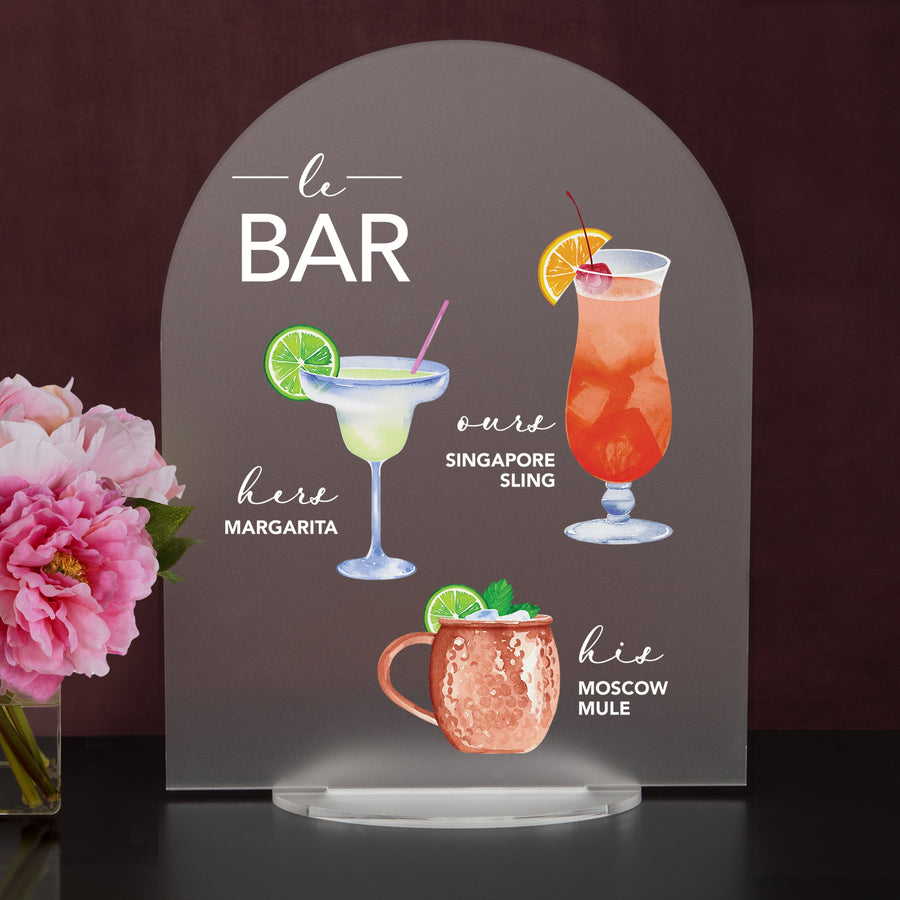 Elation Factory Co Weddings > Decorations > Signs > Wedding and Event Drink Signs Bar Menu Signature Drinks! - Ours, Hers, and His - Bar Menu Sign, Bar Sign for wedding and special events.