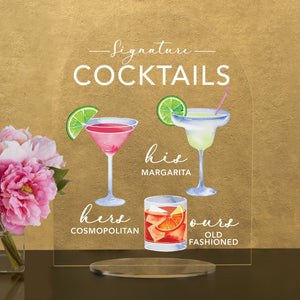 Elation Factory Co Weddings > Decorations > Signs > Wedding and Event Drink Signs Bar Menu Signature Drinks! - Ours, Hers, and His - Bar Menu Sign, Bar Sign for wedding and special events.