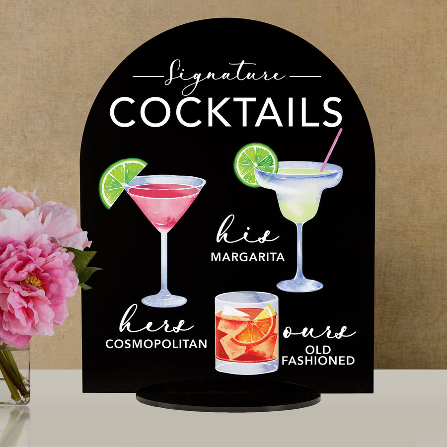 Elation Factory Co Weddings > Decorations > Signs > Wedding and Event Drink Signs Bar Menu Signature Drinks! - Ours, Hers, and His - Bar Menu Sign, Bar Sign for wedding and special events.