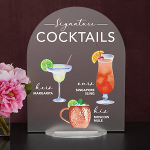 Elation Factory Co Weddings > Decorations > Signs > Wedding and Event Drink Signs Bar Menu Signature Drinks! - Ours, Hers, and His - Bar Menu Sign, Bar Sign for wedding and special events.