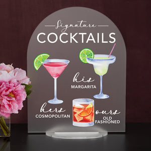 Elation Factory Co Weddings > Decorations > Signs > Wedding and Event Drink Signs Bar Menu Signature Drinks! - Ours, Hers, and His - Bar Menu Sign, Bar Sign for wedding and special events.