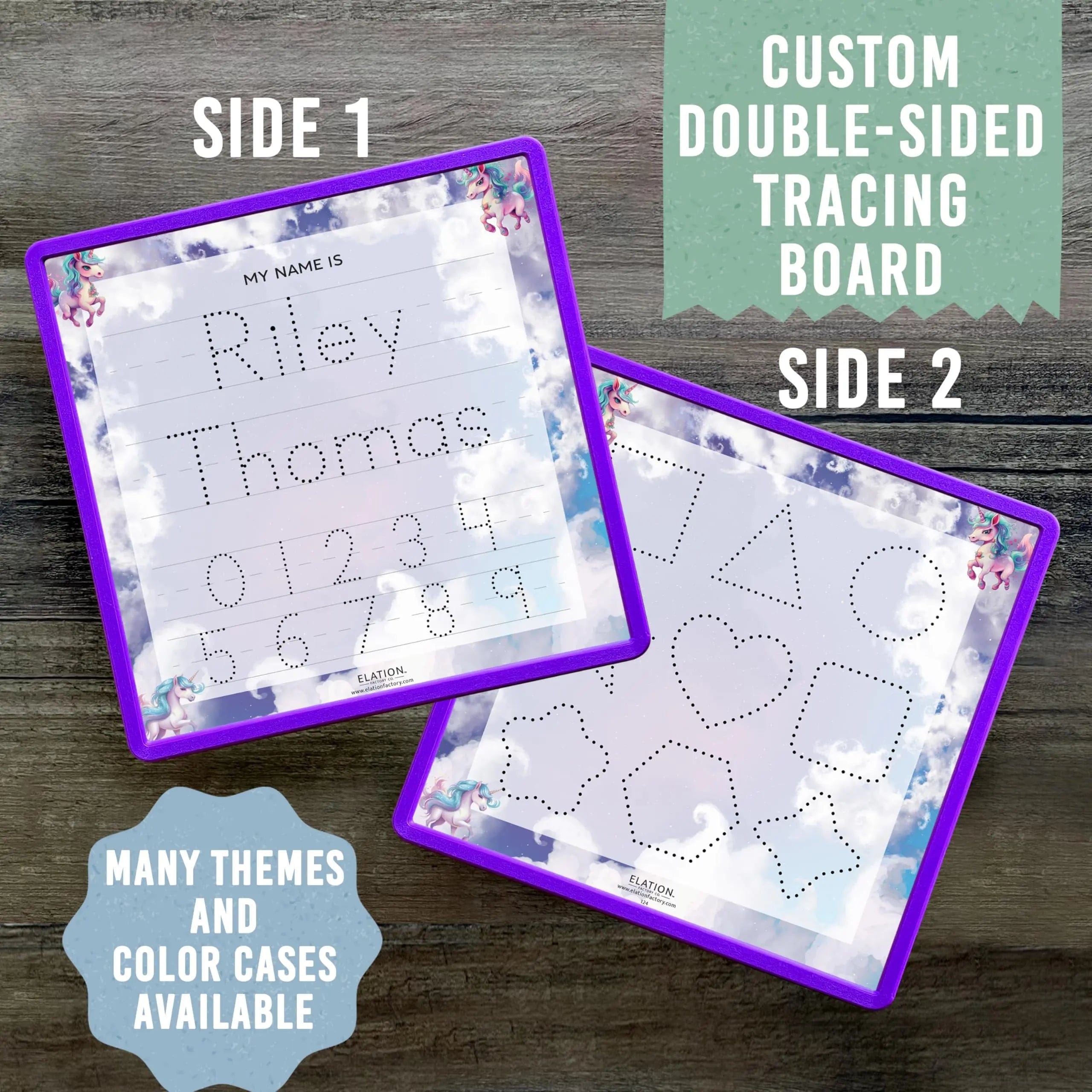 Kid's Name Tracing Board | Dry Erase Letter Tracing | Reusable Name Tracing Board | Letter Tracing Board | Personalized | Unicorn Theme     Elation Factory Co