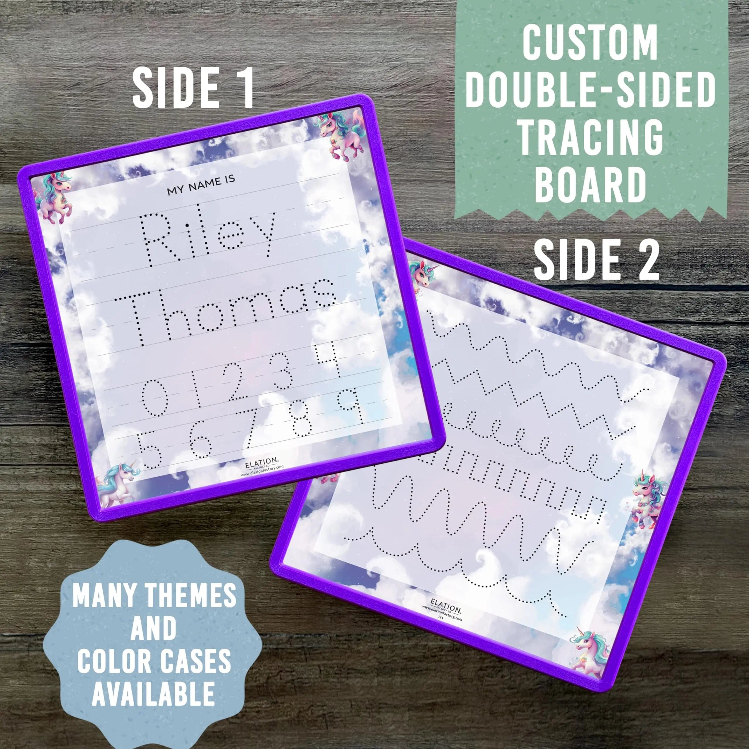 Kid's Name Tracing Board | Dry Erase Letter Tracing | Reusable Name Tracing Board | Letter Tracing Board | Personalized | Unicorn Theme     Elation Factory Co