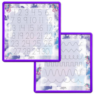 Kid's Name Tracing Board | Dry Erase Letter Tracing | Reusable Name Tracing Board | Letter Tracing Board | Personalized | Unicorn Theme     Elation Factory Co Berry-Purple-Numbers-1-30-and-Practice-Lines