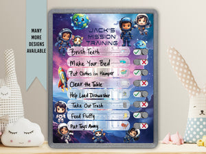 Elation Factory Co Toys & Games > Toys > Learning & School Kids Routine Chart | Chore Chart for Kids | Daily Checklist | Kids Daily Tasks | Daily Routine | Dry-Erase | Kids in Space Theme