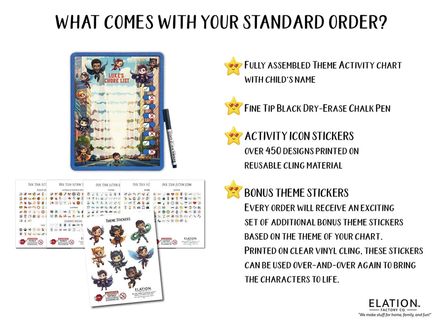 Elation Factory Co Toys & Games > Toys > Learning & School Kids Routine Chart | Chore Chart for Kids | Daily Checklist | Kids Daily Tasks | Daily Routine | Dry-Erase | Kids Superheroes Theme