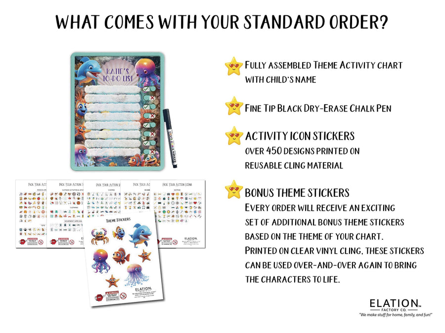 Elation Factory Co Toys & Games > Toys > Learning & School Kids Routine Chart | Chore Chart for Kids | Daily Checklist | Kids Daily Tasks | Daily Routine | Dry-Erase | Ocean Friends Theme