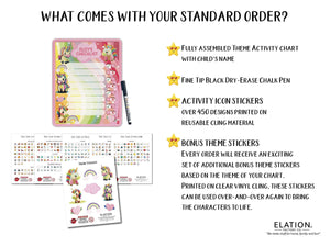 Elation Factory Co Toys & Games > Toys > Learning & School Kids Routine Chart | Chore Chart for Kids | Daily Checklist | Kids Daily Tasks | Daily Routine | Dry-Erase | Personalized | Baby Unicorns