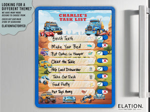 Elation Factory Co Toys & Games > Toys > Learning & School Kids Routine Chart | Chore Chart for Kids | Daily Checklist | Kids Daily Tasks | Daily Routine | Dry-Erase | Personalized | Cars 2 Theme