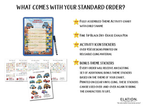 Elation Factory Co Toys & Games > Toys > Learning & School Kids Routine Chart | Chore Chart for Kids | Daily Checklist | Kids Daily Tasks | Daily Routine | Dry-Erase | Personalized | Cars 2 Theme