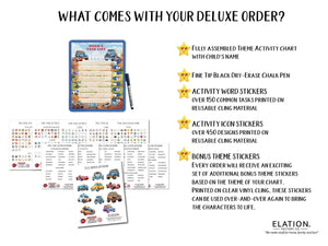 Elation Factory Co Toys & Games > Toys > Learning & School Kids Routine Chart | Chore Chart for Kids | Daily Checklist | Kids Daily Tasks | Daily Routine | Dry-Erase | Personalized | Cars 2 Theme