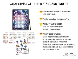 Elation Factory Co Toys & Games > Toys > Learning & School Kids Routine Chart | Chore Chart for Kids | Daily Checklist | Kids Daily Tasks | Daily Routine | Dry-Erase | Personalized | Deep Space Theme