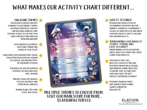 Elation Factory Co Toys & Games > Toys > Learning & School Kids Routine Chart | Chore Chart for Kids | Daily Checklist | Kids Daily Tasks | Daily Routine | Dry-Erase | Personalized | Deep Space Theme