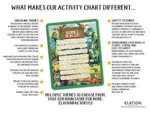 Elation Factory Co Toys & Games > Toys > Learning & School Kids Routine Chart | Chore Chart for Kids | Daily Checklist | Kids Daily Tasks | Daily Routine | Dry-Erase | Personalized | Dinosaur Theme