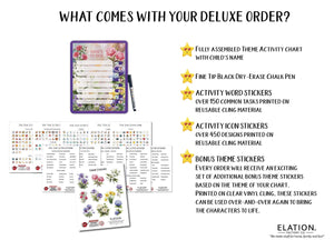 Elation Factory Co Toys & Games > Toys > Learning & School Kids Routine Chart | Chore Chart for Kids | Daily Checklist | Kids Daily Tasks | Daily Routine | Dry-Erase | Personalized | Flower Theme