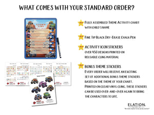 Elation Factory Co Toys & Games > Toys > Learning & School Kids Routine Chart | Chore Chart for Kids | Daily Checklist | Kids Daily Tasks | Daily Routine | Dry-Erase | Personalized | Monster Truck