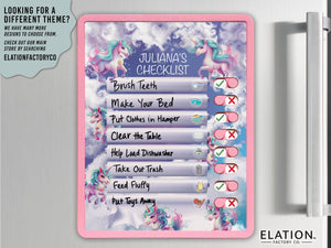 Elation Factory Co Toys & Games > Toys > Learning & School Kids Routine Chart | Chore Chart for Kids | Daily Checklist | Kids Daily Tasks | Daily Routine | Dry-Erase | Personalized | Unicorn Theme