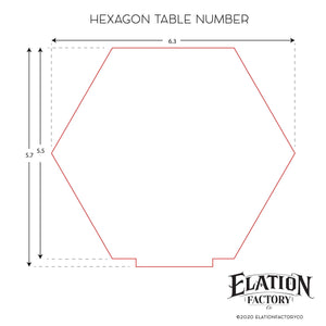 Elation Factory Co Weddings > Decorations > Serving & Dining > Table Décor > Table Numbers Custom Color - Hexagon Table numbers with stand, clear acrylic wedding table number, Wedding Table Decor, Plexiglass Table Numbe
