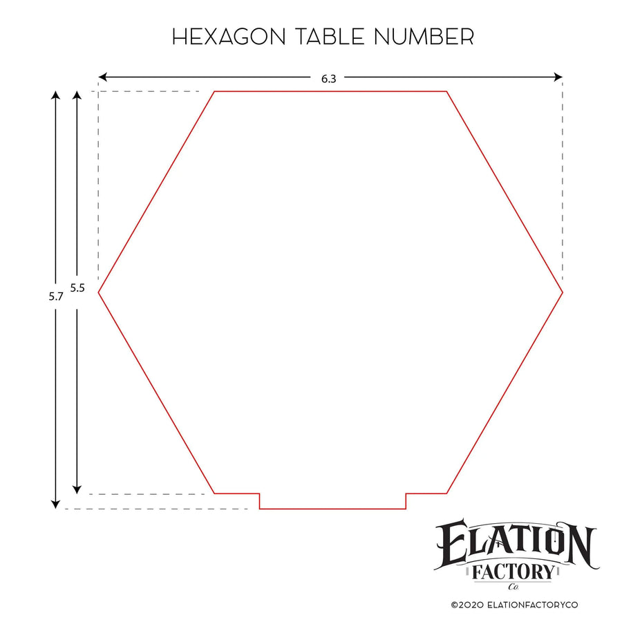 Elation Factory Co Weddings > Decorations > Serving & Dining > Table Décor > Table Numbers Custom Color - Hexagon Table numbers with stand, clear acrylic wedding table number, Wedding Table Decor, Plexiglass Table Numbe