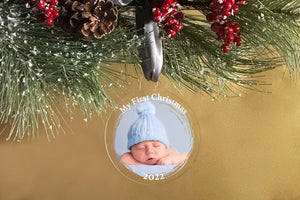 Elation Factory Co Custom Baby's First Christmas, Clear Acrylic Wedding Christmas Ornament, Couples Gift, Engagement or Wedding Gift