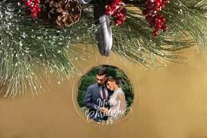 Elation Factory Co Custom Photo Christmas, Clear Acrylic Wedding Christmas Ornament, Couples Gift, Engagement or Wedding Gift