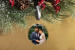 Elation Factory Co Custom Photo Christmas, Clear Acrylic Wedding Christmas Ornament, Couples Gift, Engagement or Wedding Gift