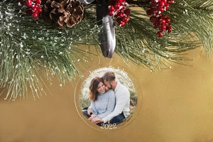 Elation Factory Co Custom Photo First Christmas Together, Clear Acrylic Wedding Christmas Ornament, Couples Gift, Engagement or Wedding Gift