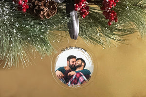 Elation Factory Co Custom Photo First Christmas Together, Clear Acrylic Wedding Christmas Ornament, Couples Gift, Engagement or Wedding Gift