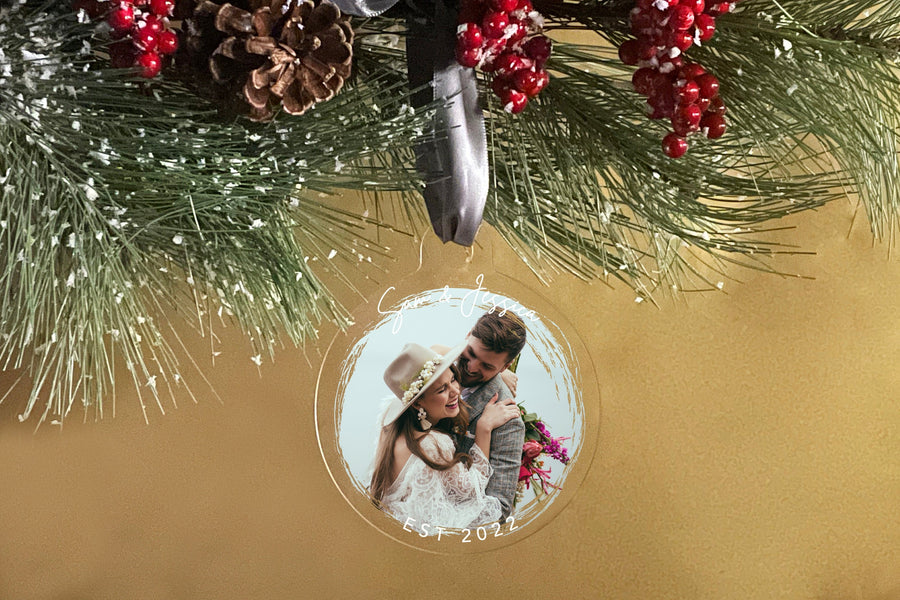 Elation Factory Co Custom Photo First Christmas Together, Clear Acrylic Wedding Christmas Ornament, Couples Gift, Engagement or Wedding Gift