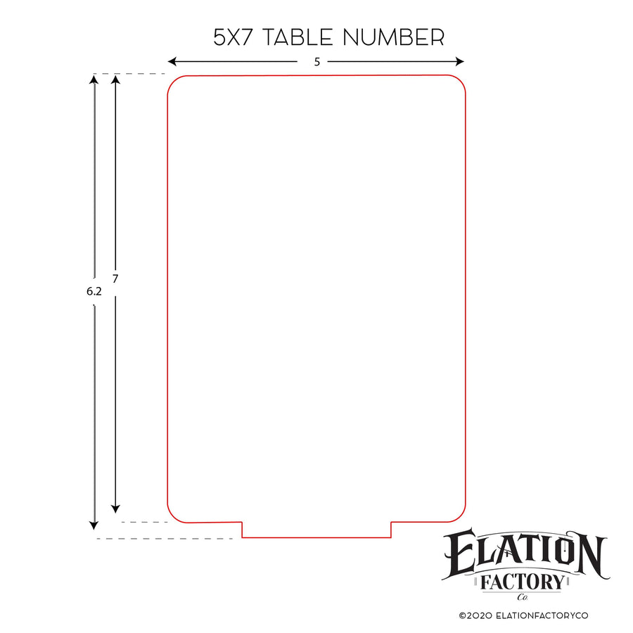 Elation Factory Co Weddings > Decorations > Serving & Dining > Table Décor > Table Numbers Copy of Custom 5 x 7 Table numbers with stand - clear acrylic wedding table number