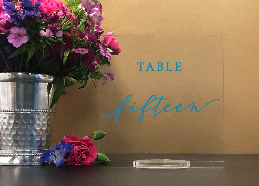 Elation Factory Co Weddings > Decorations > Serving & Dining > Table Décor > Table Numbers Custom Color - Square Table numbers with stand, clear acrylic wedding table number, Wedding Table Decor, Plexiglass Table Numbe