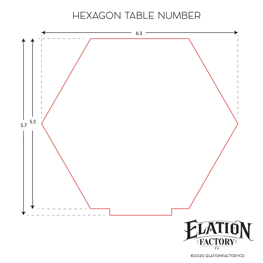 Elation Factory Co Weddings > Decorations > Serving & Dining > Table Décor > Table Numbers Custom Hexagon Table Numbers with Stand
