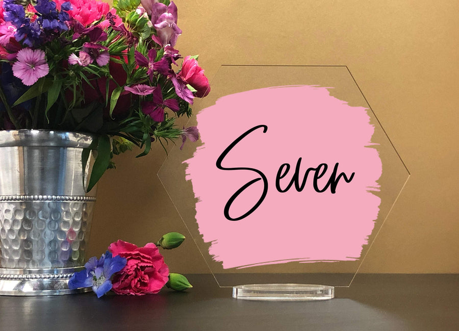 Brushed Table Numbers Hexagon Table Numbers with Custom Paint Brush Style Background and sta ...