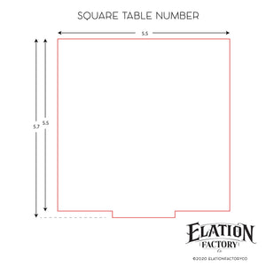 Elation Factory Co Weddings > Decorations > Serving & Dining > Table Décor > Table Numbers Custom Square Table Numbers with Stand