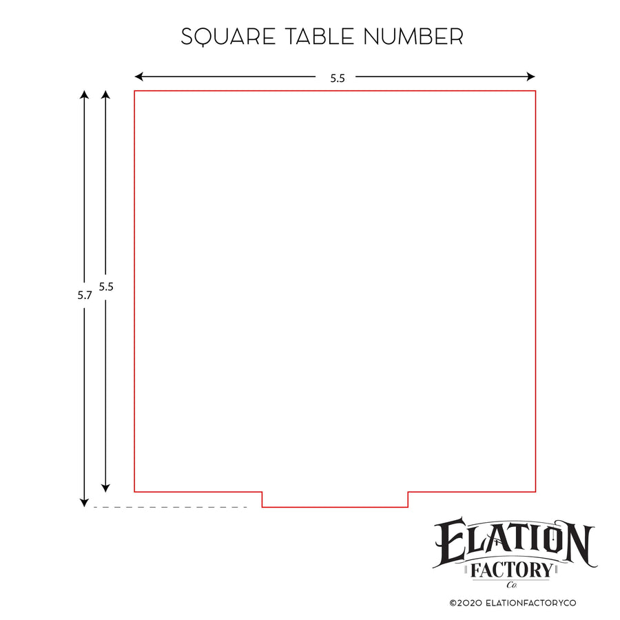Elation Factory Co Weddings > Decorations > Serving & Dining > Table Décor > Table Numbers Custom Square Table Numbers with Stand