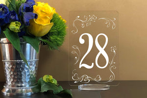 Elation Factory Co Weddings > Decorations > Serving & Dining > Table Décor > Table Numbers Rectangle Table Numbers with stand