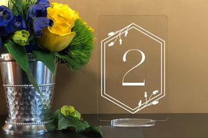 Elation Factory Co Weddings > Decorations > Serving & Dining > Table Décor > Table Numbers Rectangle Table numbers with stand custom - clear acrylic wedding table number Wedding Table Decor Modern Weddings