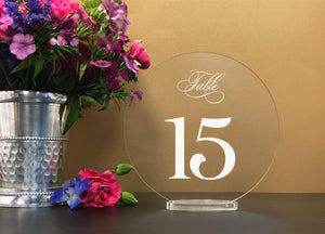 Elation Factory Co Weddings > Decorations > Serving & Dining > Table Décor > Table Numbers Round Table numbers with stand, clear acrylic wedding table number, Wedding Table Decor, Plexiglass Table Number, Modern Weddings
