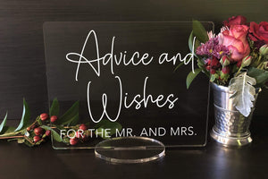 Elation Factory Co Weddings > Decorations > Signs Advise and Wishes for the Mr & Mrs. - Acrylic Sign