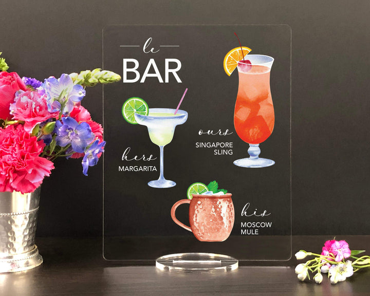 Elation Factory Co Weddings > Decorations > Signs Bar Menu Signature Drinks! - Ours, Hers, His - Bar Menu Sign, Bar Sign for wedding and special events.