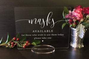Elation Factory Co Weddings > Decorations > Signs Masks available for those who wish to use them today, Social Distancing Clear Acrylic Wedding or Business Event Sign, COVID 19 Safety