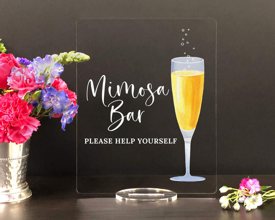 Mimosa Bar, Open Bar Wedding Bar Menu Sign and Cocktail Bar Sign for Wedding and Special events., Size: 8 x 10