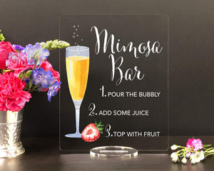 Elation Factory Co Weddings > Decorations > Signs Mimosa with Strawberries Bar, Open Bar Wedding Bar Menu Sign and Cocktail Bar Sign for wedding and special events.